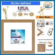 8x8 Picture Frame Dark Oak Wooden Shatter-Resistant Glass Wall Tabletop