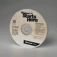 ⭐️⭐️⭐️⭐️⭐️ USED Microsoft Windows 98 Starts Here Microsoft Press Disc Only 