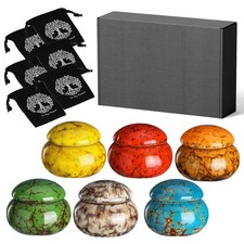 Small Urns for Human Ashes Set of 6, 1.6'' Ceramic Keepsake Urns - Memorial