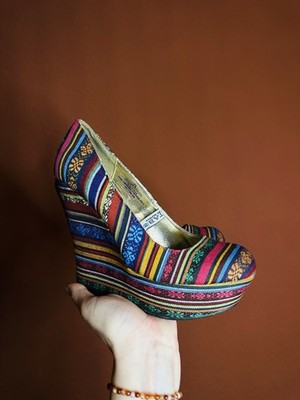 Mossimo Damen Keilabsatzschuhe Weder Heels Gr. 38 5 Boho Chic