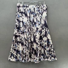 Time And Tru Skirt Womens Large Multicolor TT Crinkle Pleated A-Line Midi NWT