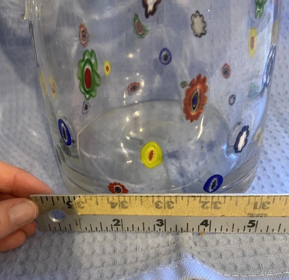 Итальянский стеклянный кувшин из художественного стекла в стиле Леонардо Millefiori ~ винтажный итальянский - Изображение 2 из 4