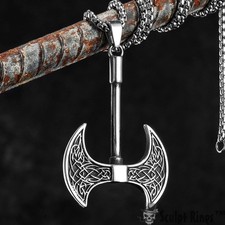 Sculpt Rings  Viking Axe Pendant Necklace - Stainless Steel Warrior Jewelry