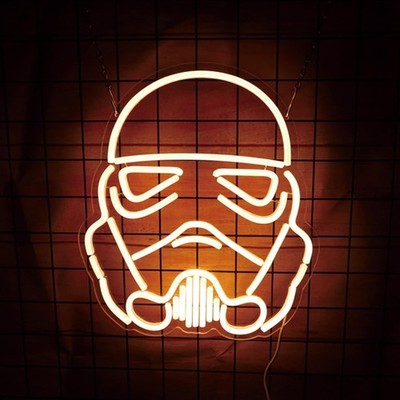 16''x14'' Star Wars Helmet Mask Gift LED Neon Sign With Dimmer USB Powered Light