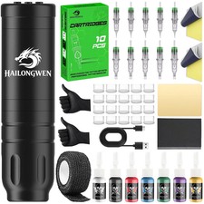 Wireless Tattoo Pen Kit Starter Set with Ink and Needles for Beginners