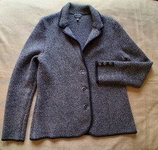 Talbots Sweater Jacket 100 Merino Wool Herringbone Blazer Size M