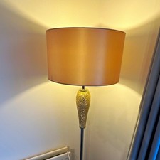 Floor Lamp Beige Drum Shade Included, Foot Switch, Corded Electric