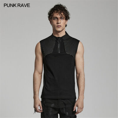 Punk Rave Men Black Gothic Cyberpunk Vest Summer Sleeveless