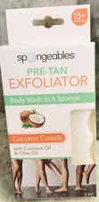 Spongeables Pre-Tan Coconut Colada Body Wash In A Sponge W/Coconut Oil/Olive Oil