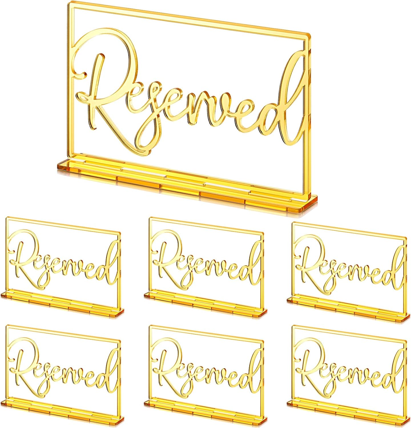 6 Acrylic Reserved Table Signs (Gold); Wedding, Restaurant, Business