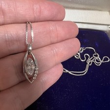 Sterling Silver 925 Marquis Clear Stone Penda...