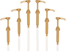 Gold Coffee Syrup Pump for 750 ml Bottles (Pack of 6) Fits Torani and more