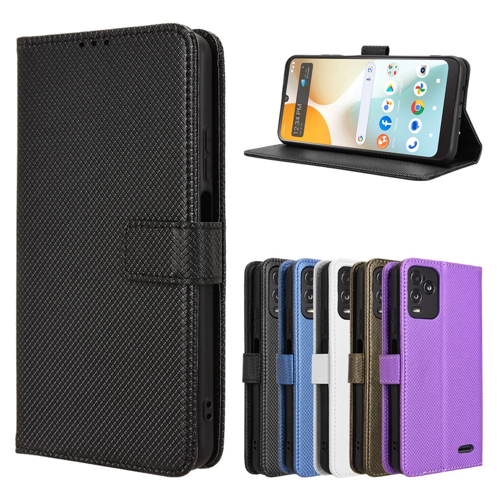 Custodia Flip in Tessuto Oxford e Pelle PU Compatibile con LG Q6, Cover Protettiva con Chiusura Magnetica e Tasche per Carte