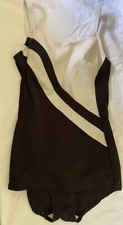 Robby Len Vtg One Piece Classic Swimsuit Black White 10 Built In Bra Collectible