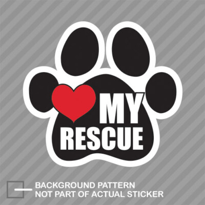 Heart My Rescue Sticker paw shaped dog cat saved shelter animal pound