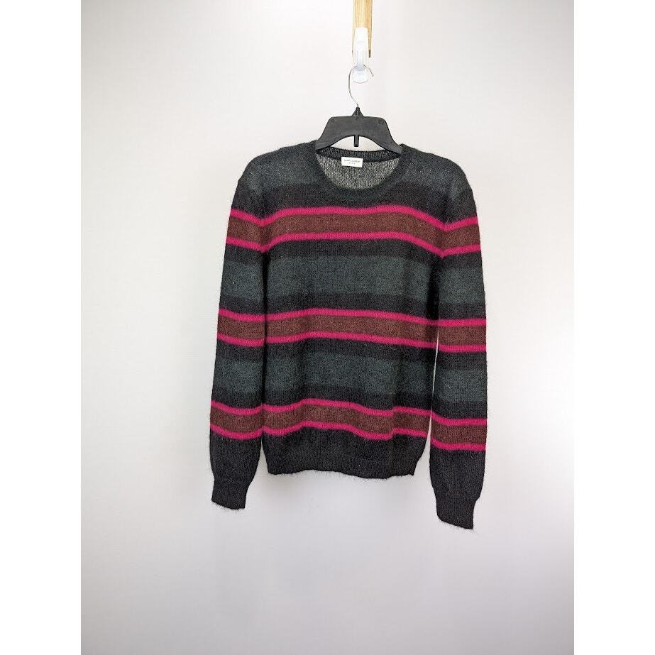 Saint Laurent Paris maglioni girocollo a righe multicolore nuovi con etichette XL