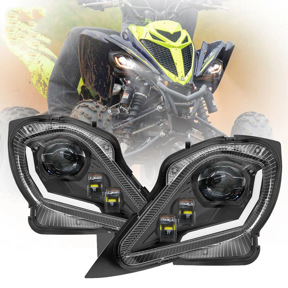 For 2006-2023 YAMAHA YFZ 450 RAPTOR 350 700 700R LED Headlights Set Head Lamps - Image 2 of 4