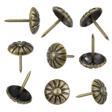 100PCS Upholstery Tacks 5/8" Vintage Nails for Sofa Daisy Antique Brass
