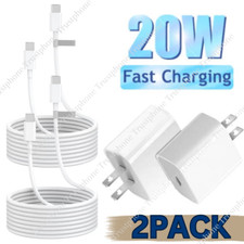 For iPhone 14 13 12 11 Pro XR PD Fast Charger Cord 20W USB-C Power Adapter Block