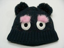 BLACK WITH RAINBOW SPECKLES - 2T-5T SIZE STOCKING CAP BEANIE HAT