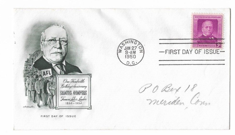 1950 SAMUEL GOMPERS #988 US FIRST DAY COVER ARTMASTER CACHET FDC