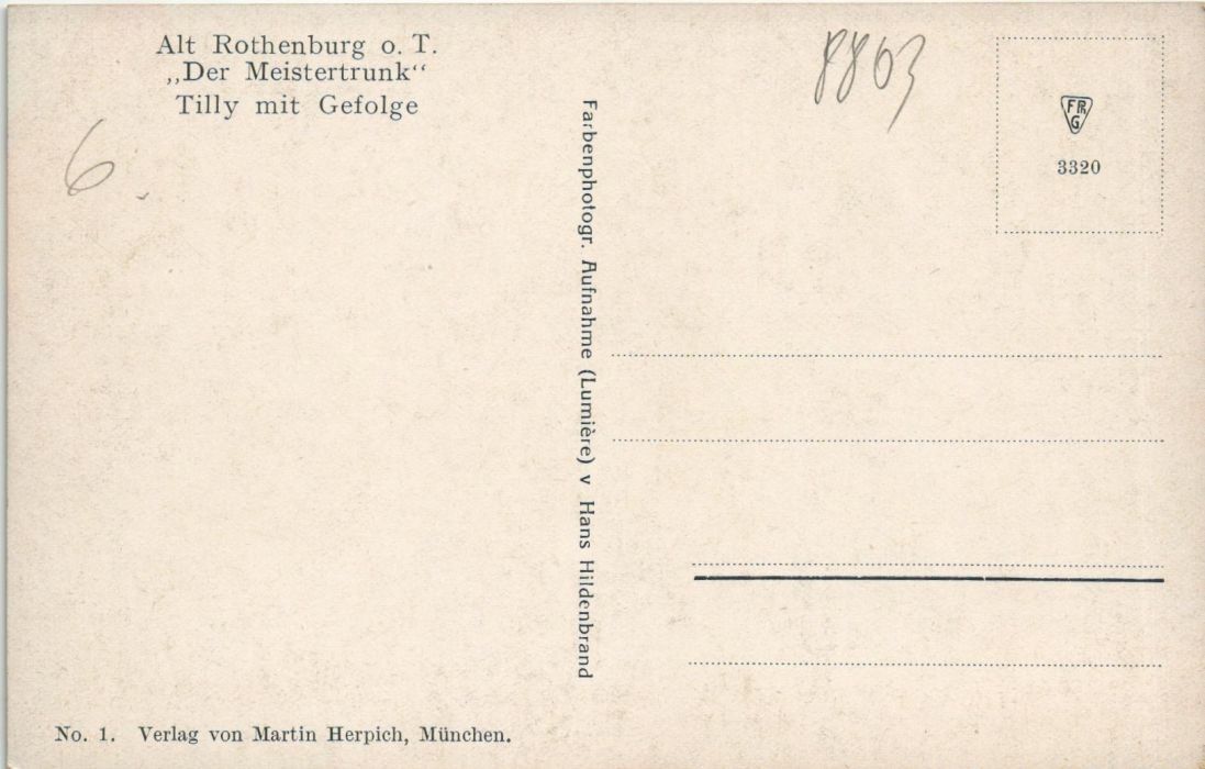 Old postcard Rothenburg master drink Tilly with entourage GERMANY (1076384)