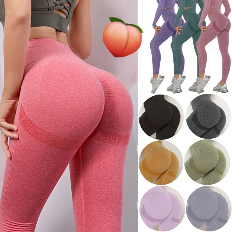 Women High Waist Yoga Pants Seamless Gym Leggings Scrunch Butt Push Up  Workout