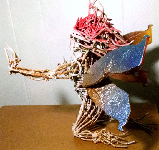  Fairy/Demon Goddess OAK Hand Made Metal Sculpture Welded Nails Painted - Image 4 of 4