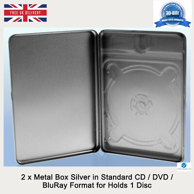 2 x Metallbox silber im Standard DVD Format 1 Disc Ersatzhülle ohne Fenster