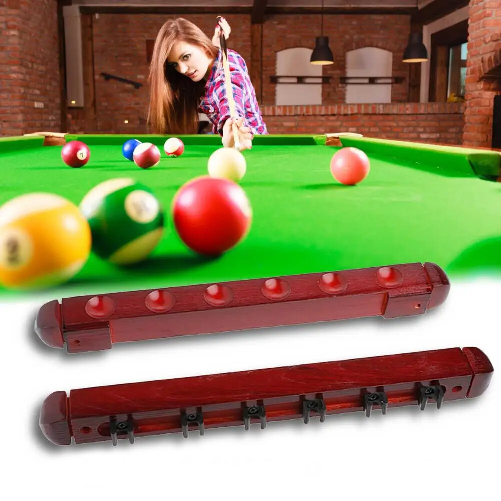Wall Mounted Billiard Rack 6 Holes Wall Hanging Rod Holder Durable for
