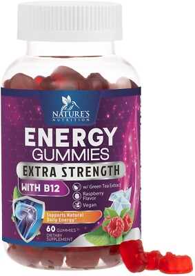 Energy Gummies Vitamin B12 1000mcg - Green Tea Natural Caffeine Support Chews