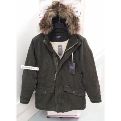 VESTE PARKA DOUBLÉE SHERPA ABERCROMBIE FITCH B-9 MANTEAU VERT