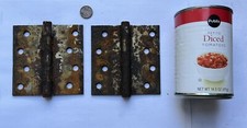 Paire de grandes charnières de porte anciennes assorties - fonte lourde !