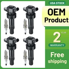 4pcs Ignition Coil and Iridium Spark Plug Kit For 2012-2019 Kia Rio 1.6L UF652