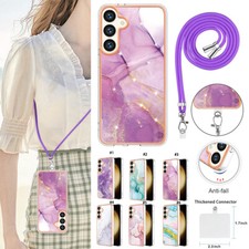 Fashion Marble Slim Case Cover With Lanyard For Samsung A17 A36 A55 A54 A33 A72