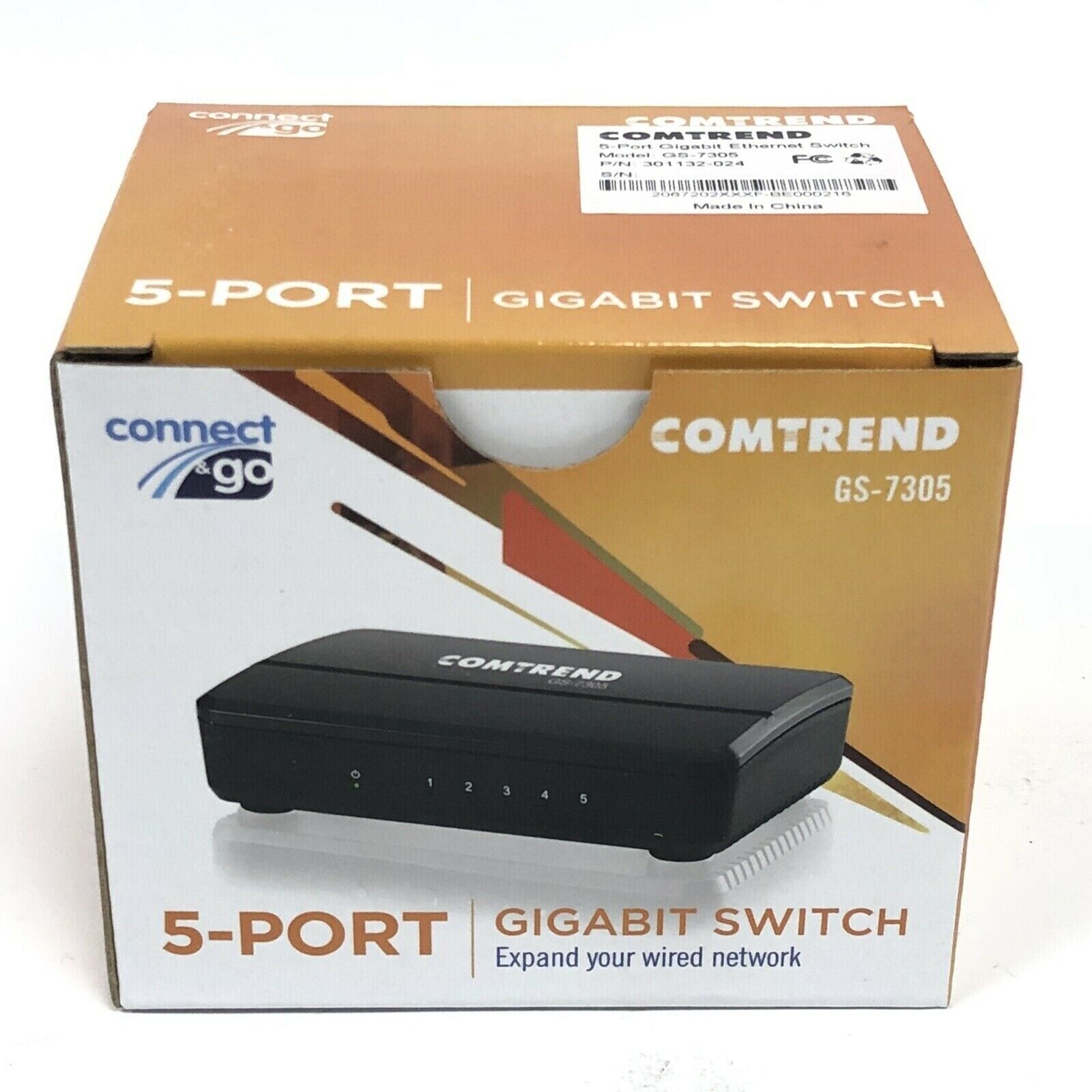 COMTREND 5-Port Gigabit Ethernet Switch GS-7305 New Connect & Go 301132-024