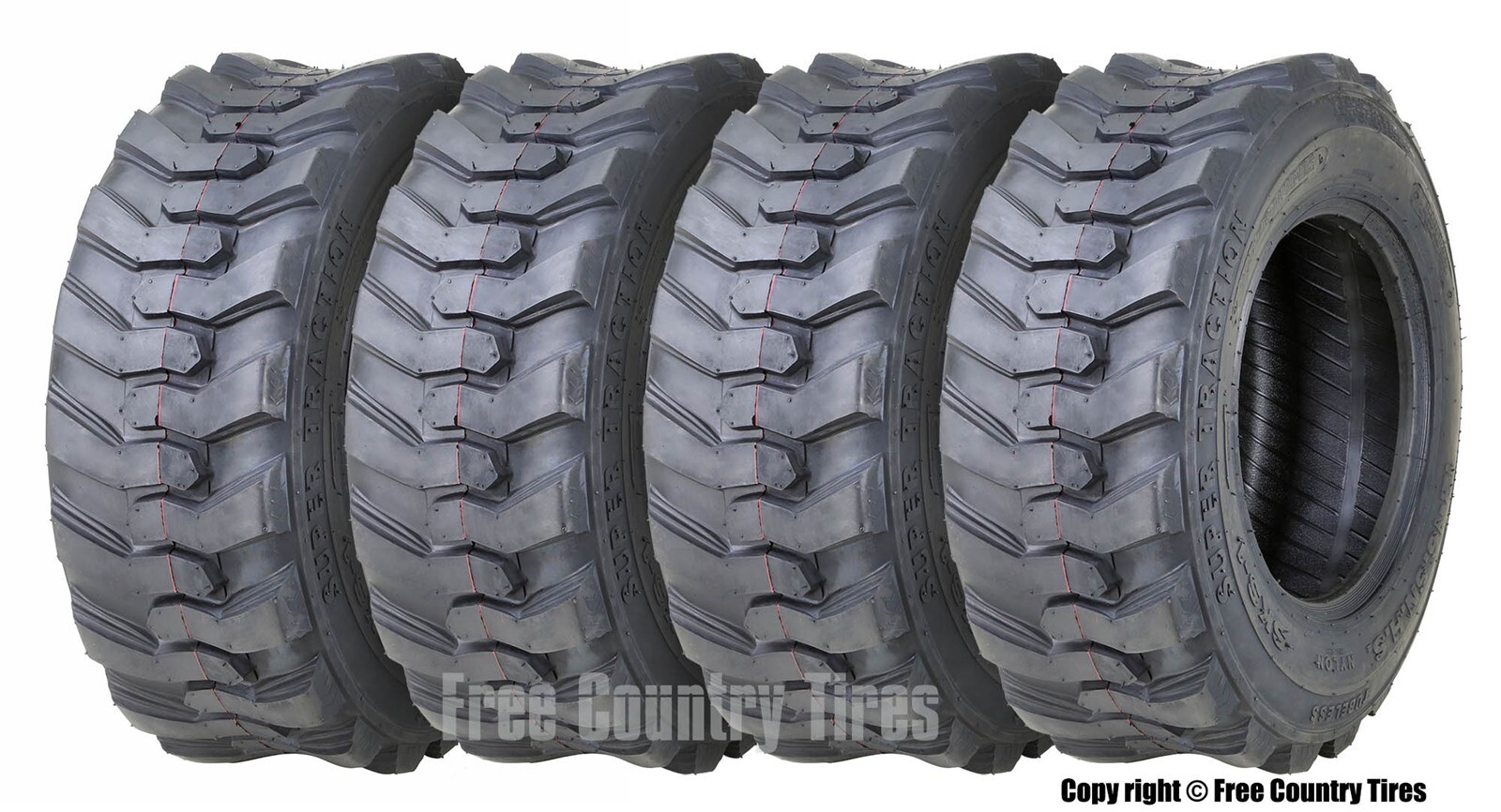 Set 4 New Super Guider HD 1016.5 /12 Ply SKS1 Skid Steer Tire w/Rim