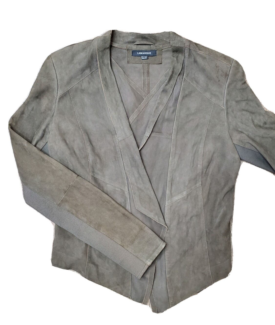 Lamarque Drape Front Leather Suede Jacket Brown W… - image 1