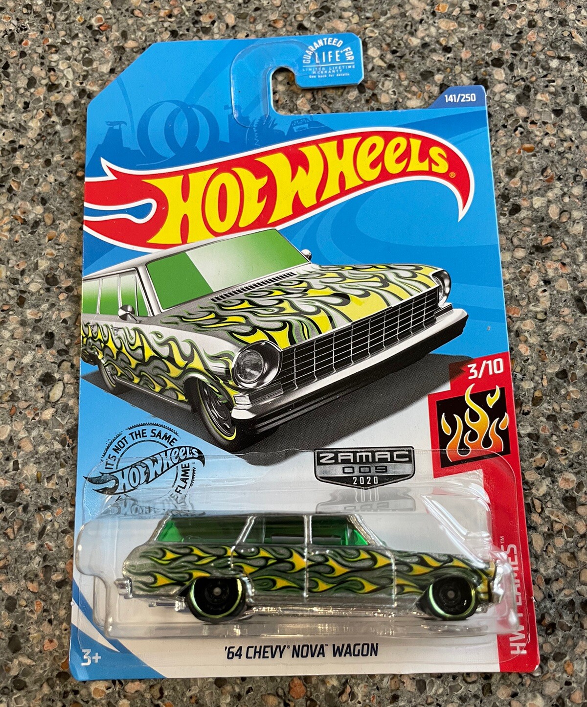 2020 Hot Wheels '64 Chevy Nova Wagon #141 ZAMAC HW Flames - Walmart Exclusive