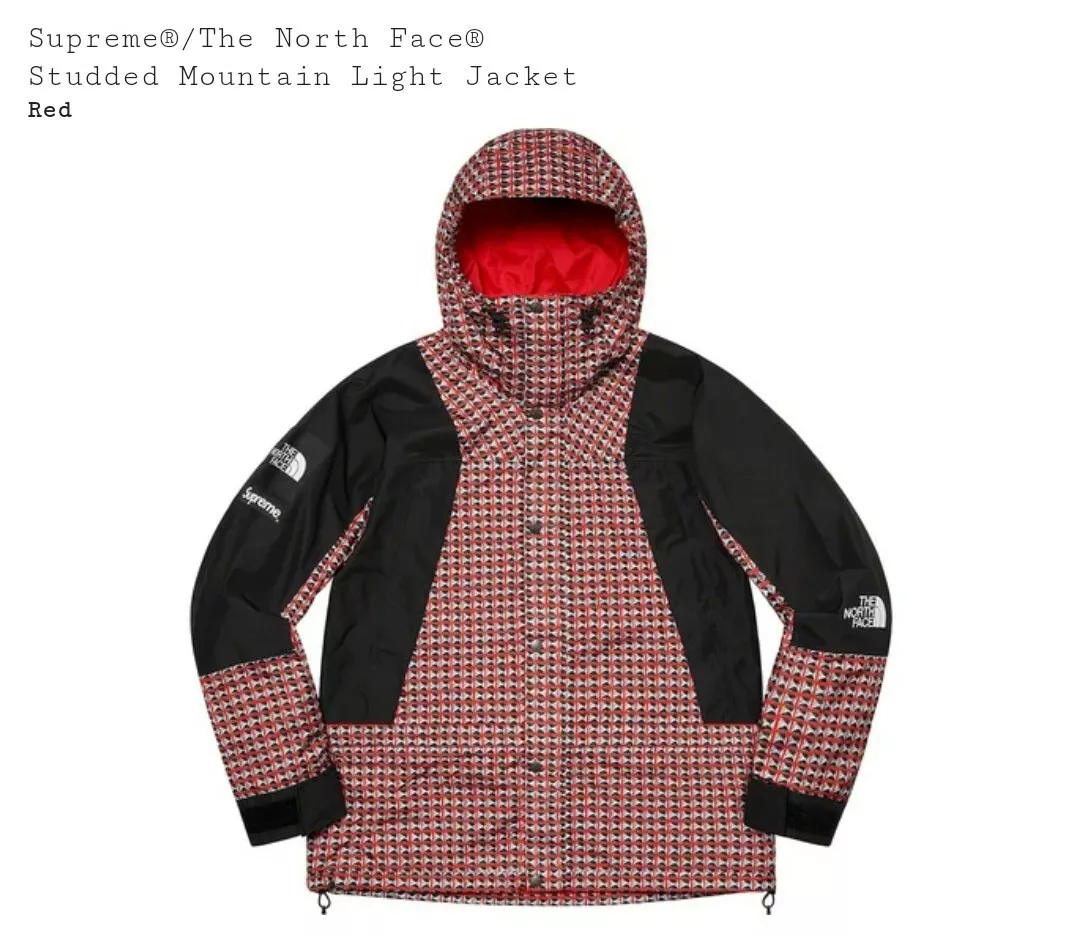 SUPREME / THE NORTH FACE studded mountain light jacket red Size: XL