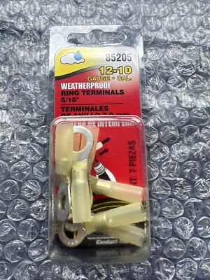 Dorman 85205 Ring Terminal Connectors - 12-10 Gauge, 5/16 Inch, Yellow, 7 Pack, Waterproof & Corrosion Resistant