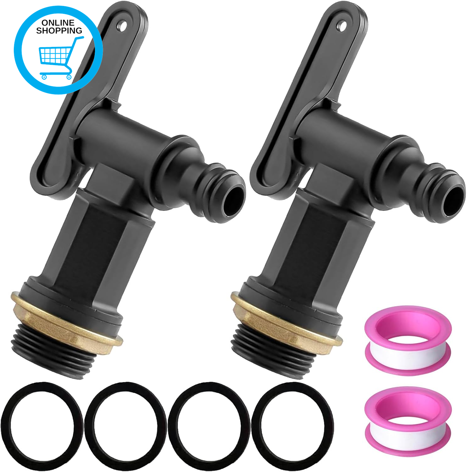 2Pcs 3/4"" Water Butt Tap Replacement Snap-Fit BSP Thread Waterbutt Taps for Gard