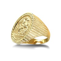 9ct Gold Jewelco London Ribbed Barked St George Ring (Full Sov Size)
