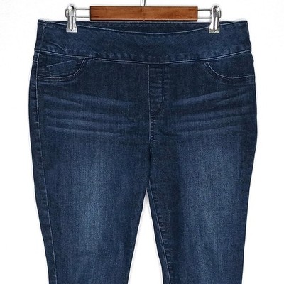 Westport womens Signature Skinny pull on jeans size L stretch blue dark wash