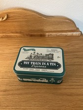 Toy Train In A Tin Express Set locomotive caboose coal car, Cargo car oval track