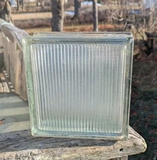Vintage Reclaimed Glass Blocks 7.5 x 7.5 x 3.125 Salvage Light Brick Lines