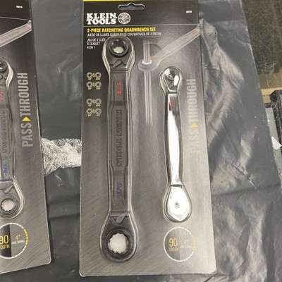 NEW - Klein Tools 68216 4-in-1 Ratcheting Wrench Set, SAE, 2 Pc. - FREE SHIPPING
