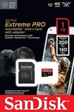 SanDisk Extreme Pro MicroSDXC UHS-I U3 A2 Memory Card with Adapter 1TB/512GB/256