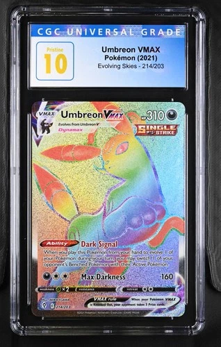 Umbreon Vmax 214/203 Rainbow Rare Holo Evolving Skies Pokemon CGC 10 Pristine