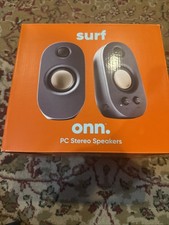 Surf Onn PC Stereo Speakers with 3.5mm Aux Input Jack. New In Box. Ships Fast